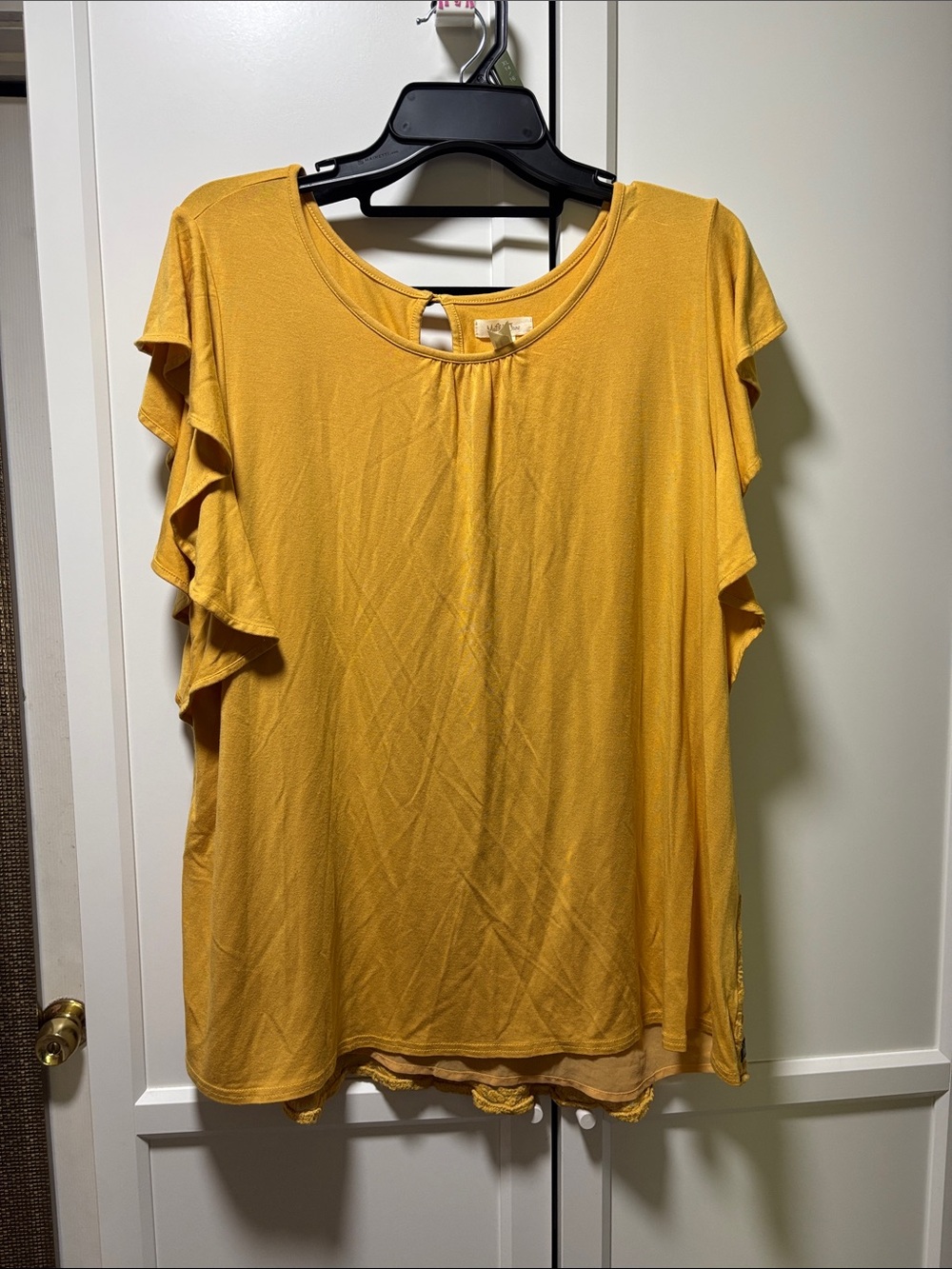 Matilda Jane Women’s Mustard Yellow Flutter Sleeve Top